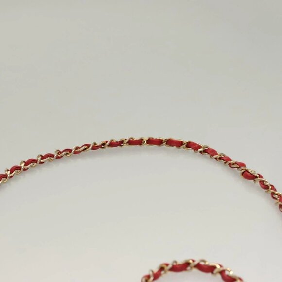 CHANEL Matelasse Chain Shoulder Bag Lamb Skin Red Gold CC Auth 136059 - Picture 9 of 16